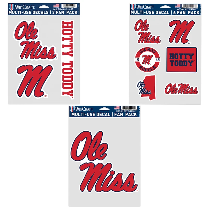 WinCraft Ole Miss Rebels Three-Pack Fan Decal Set