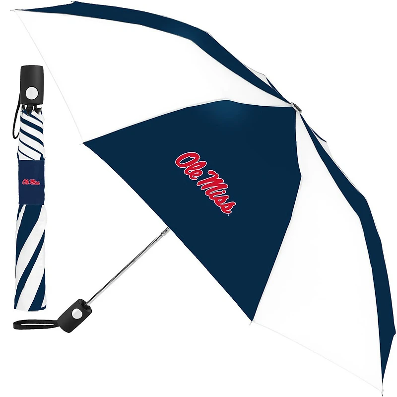 Parapluie pliant WinCraft blanc/bleu marine Ole Miss Rebels 42"