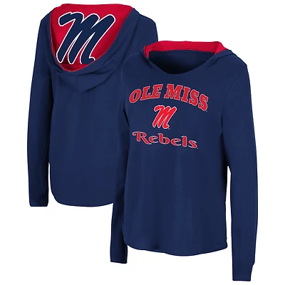 Women's Colosseum Navy Ole Miss Rebels Catalina Hoodie Long Sleeve T-Shirt