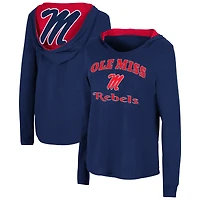 Women's Colosseum Navy Ole Miss Rebels Catalina Hoodie Long Sleeve T-Shirt