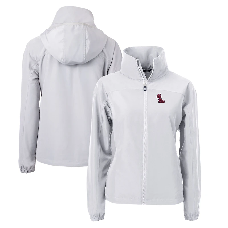 Women's Cutter & Buck  Gray Ole Miss Rebels Charter Eco Recycled Full-Zip Jacket
