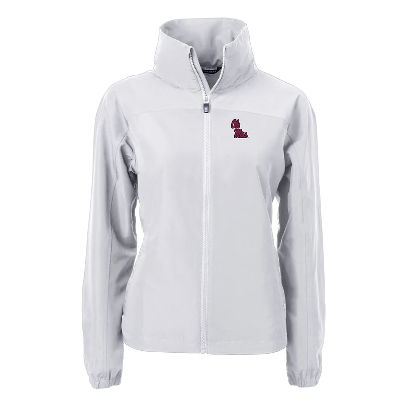 Women's Cutter & Buck Gray Ole Miss Rebels Charter Eco Recycled Full-Zip Jacket