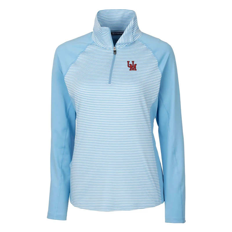 Women's Cutter & Buck Powder Blue Ole Miss Rebels Forge Tonal Stripe Stretch Half-Zip Pullover Top