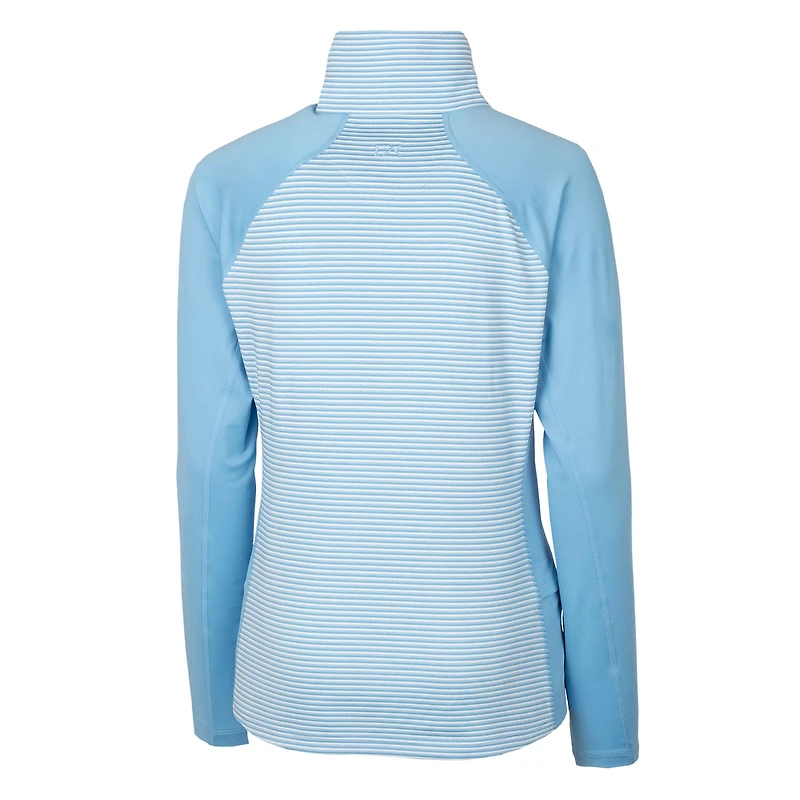 Women's Cutter & Buck Powder Blue Ole Miss Rebels Forge Tonal Stripe Stretch Half-Zip Pullover Top