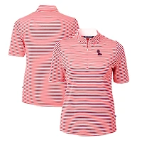 Women's Cutter & Buck  Red Ole Miss Rebels DryTec Virtue Eco Pique Stripe Recycled Polo