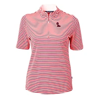 Women's Cutter & Buck  Red Ole Miss Rebels DryTec Virtue Eco Pique Stripe Recycled Polo
