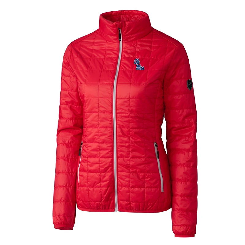 Women's Cutter & Buck Red Ole Miss Rebels Rainier Eco Insulated Puffer Full-Zip Jacket