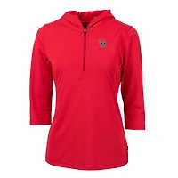 Women's Cutter & Buck Red Ole Miss Rebels Vault Virtue Eco Pique Recycled Half-Zip Pullover Hoodie