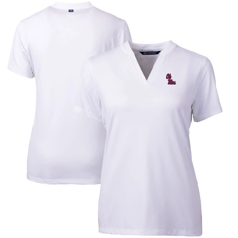 Haut blanc à col en V pour femme Cutter & Buck Ole Miss Rebels Forge Blade
