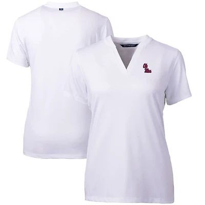 Haut blanc à col en V pour femme Cutter & Buck Ole Miss Rebels Forge Blade