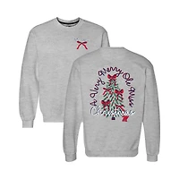 Women's  Heather Gray Ole Miss Rebels Classic Merry Christmas Tree Crewneck Sweatshirt