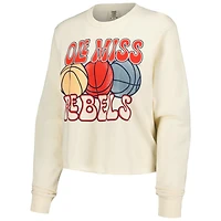 T-shirt court à manches longues de basket-ball aux couleurs confortables Ole Miss Rebels naturelles pour femmes