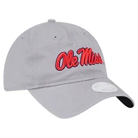 Casquette ajustable 9TWENTY avec logo Ole Miss Rebels de New Era pour femme, grise