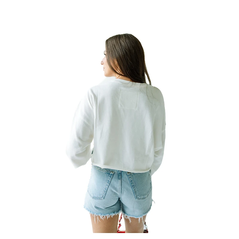 Sweat-shirt court blanc à bords bruts pour femme des Rebels d'Ole Miss Gameday Social