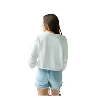 Sweat-shirt court blanc à bords bruts pour femme des Rebels d'Ole Miss Gameday Social