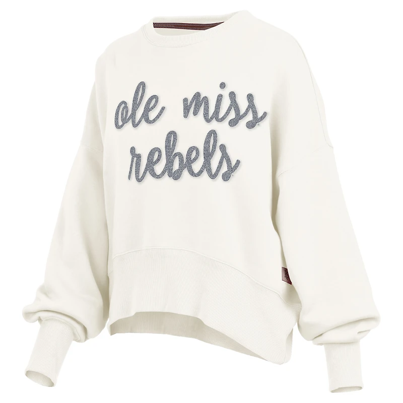 Sweat-shirt oversize à col roulé pour femme Pressbox Cream Ole Miss Rebels Chelsea