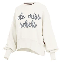 Sweat-shirt oversize à col roulé pour femme Pressbox Cream Ole Miss Rebels Chelsea