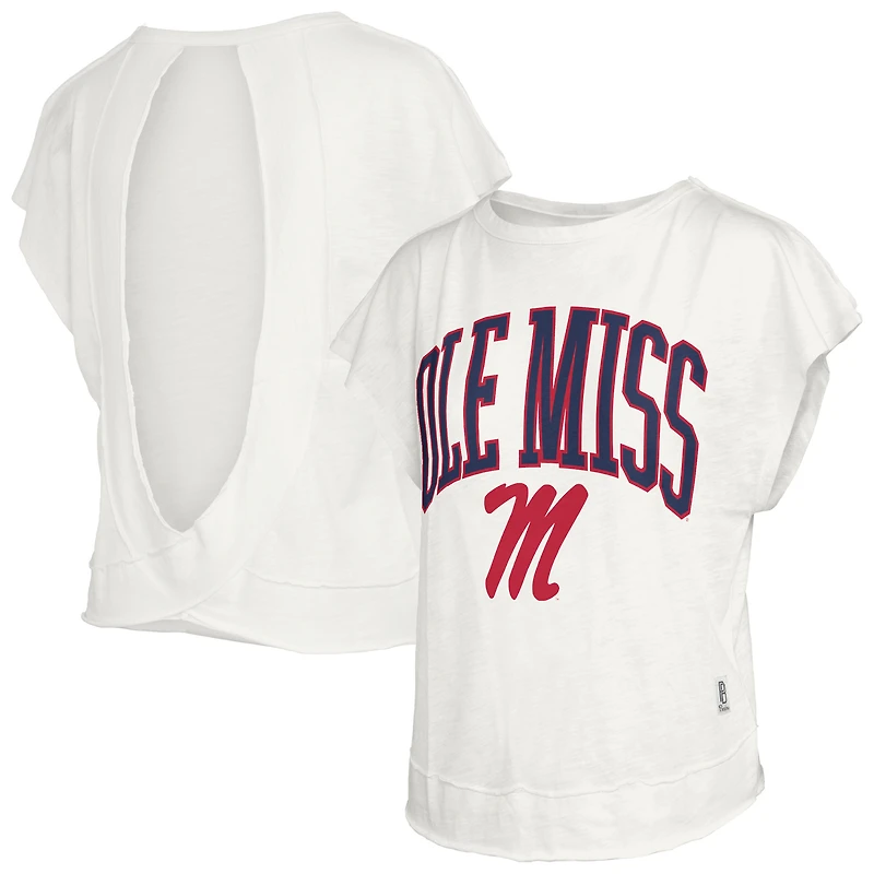 Women's Pressbox  Cream Ole Miss Rebels Nelson Movement Open Back Slub T-Shirt