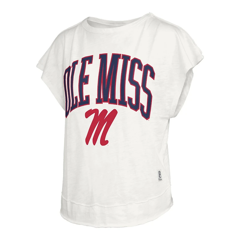 Women's Pressbox  Cream Ole Miss Rebels Nelson Movement Open Back Slub T-Shirt
