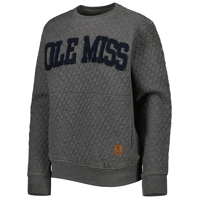 Sweat-shirt matelassé Pressbox Heather Charcoal Ole Miss Rebels Moose pour femmes
