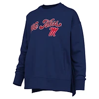 Sweat-shirt bleu marine Pressbox pour femme Ole Miss Rebels Bonanza Chenille Harper Script