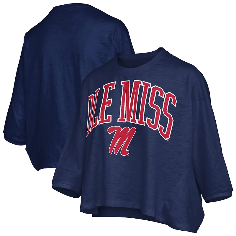 T-shirt oversize bleu marine pour femme avec logo Ole Miss Rebels