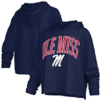 Women's Pressbox  Navy Ole Miss Rebels Nelson Arch Over Logo Long Sleeve Hooded Slub T-Shirt