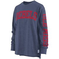 T-shirt à manches longues pour femmes Pressbox Navy Ole Miss Rebels Two-Hit Canyon