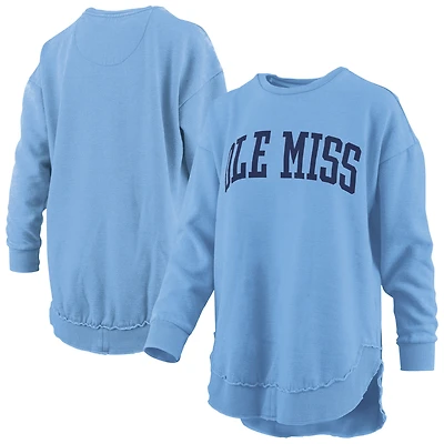 Women's Pressbox  Powder Blue Ole Miss Rebels Melange Poncho Vintage Fleece Long Sleeve Pullover Sweatshirt