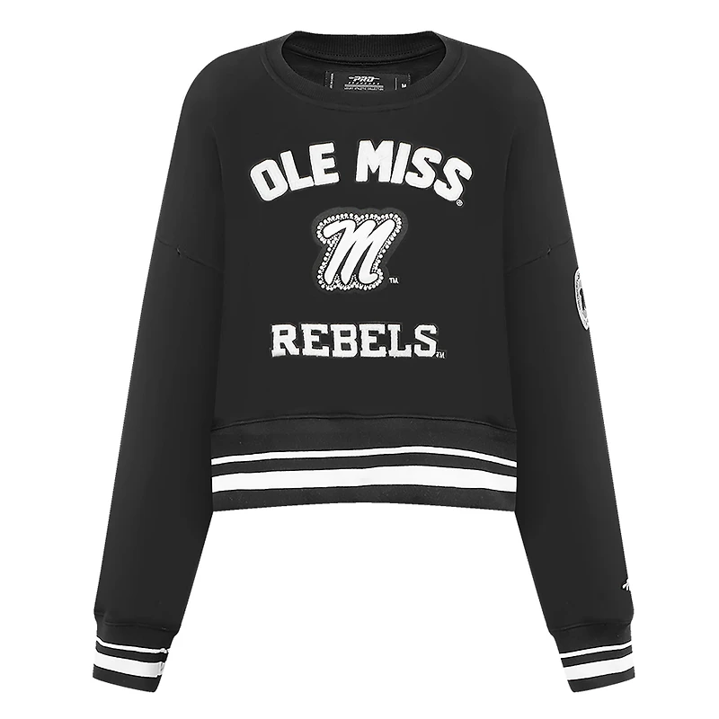 Sweat-shirt court Pro Standard noir pour femme Ole Miss Rebels Pearl