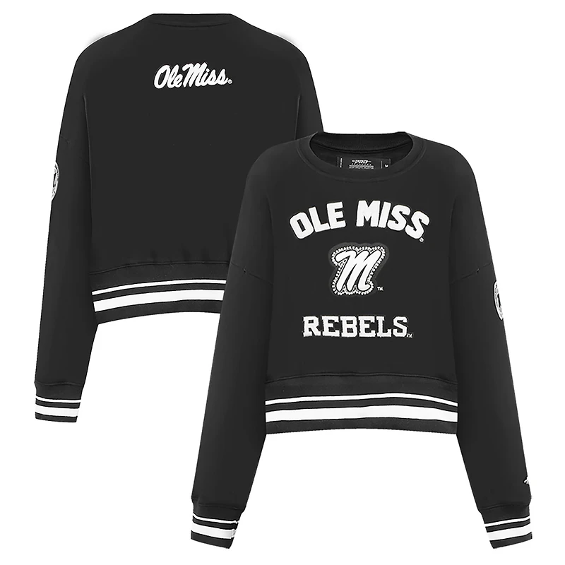 Sweat-shirt court Pro Standard noir pour femme Ole Miss Rebels Pearl