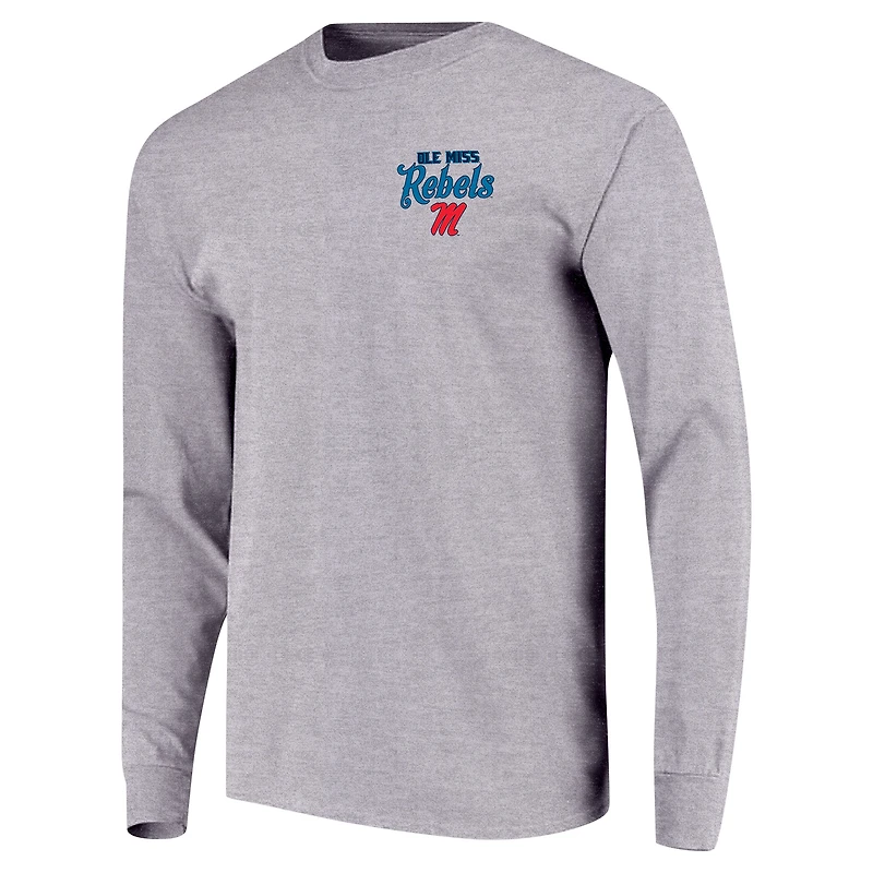 T-shirt gris à manches longues Ole Miss Rebels Retro Script pour jeunes