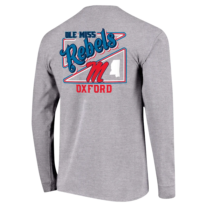T-shirt gris à manches longues Ole Miss Rebels Retro Script pour jeunes