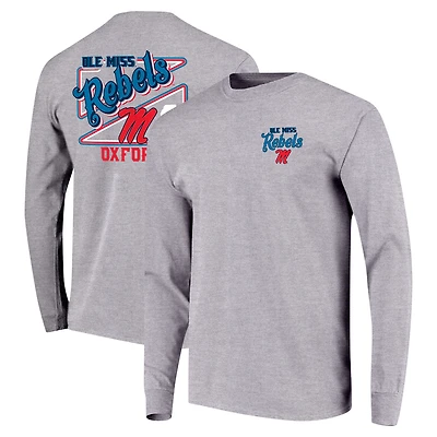 T-shirt gris à manches longues Ole Miss Rebels Retro Script pour jeunes