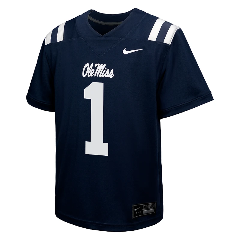 Youth Nike #1 Navy Ole Miss Rebels Untouchable Replica Game Jersey