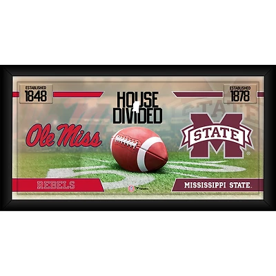 Ole Miss Rebels vs. Mississippi State Bulldogs Framed 10" x 20" House Divided Football Collage