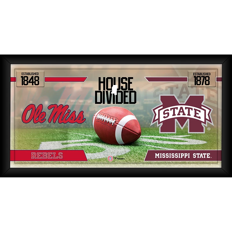 Collage de football américain encadré 10" x 20" : Ole Miss Rebels contre Mississippi State Bulldogs