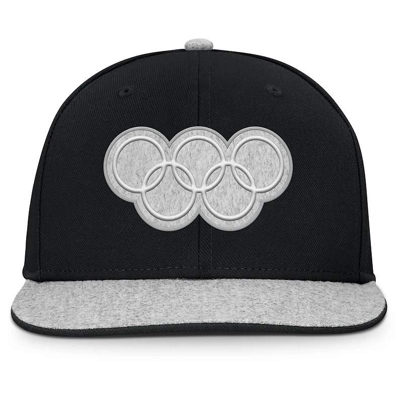 Men's Fanatics Black/Heather Gray Olympic Games Downhill Snapback Hat