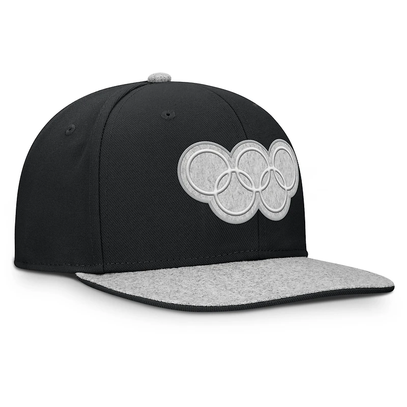 Men's Fanatics Black/Heather Gray Olympic Games Downhill Snapback Hat