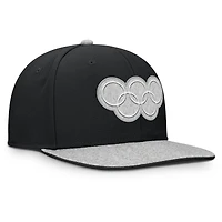 Men's Fanatics Black/Heather Gray Olympic Games Downhill Snapback Hat