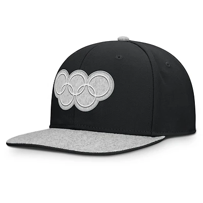 Men's Fanatics Black/Heather Gray Olympic Games Downhill Snapback Hat