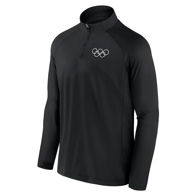 Haut à quart de zip raglan noir Olympic Games Union Bar Fanatics pour hommes