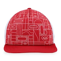 Casquette snapback de camionneur à cinq panneaux Fanatics Red Olympic Games pour hommes