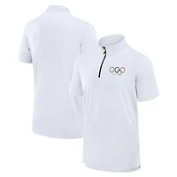 Men's Fanatics White Olympic Games Union Bar Quarter-Zip Polo