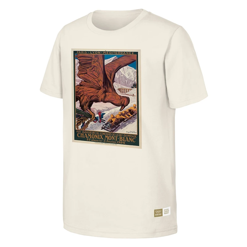 T-shirt homme naturel commémorant les Jeux olympiques de Chamonix 1924 - Patrimoine olympique