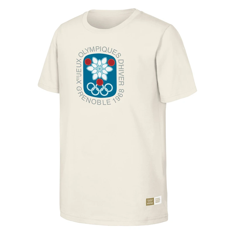 T-shirt homme naturel commémorant les Jeux de Grenbole 1968, patrimoine olympique
