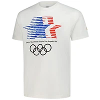 T-shirt oversize beige Outerstuff pour homme, emblème et affiche des Jeux olympiques de Los Angeles 1984