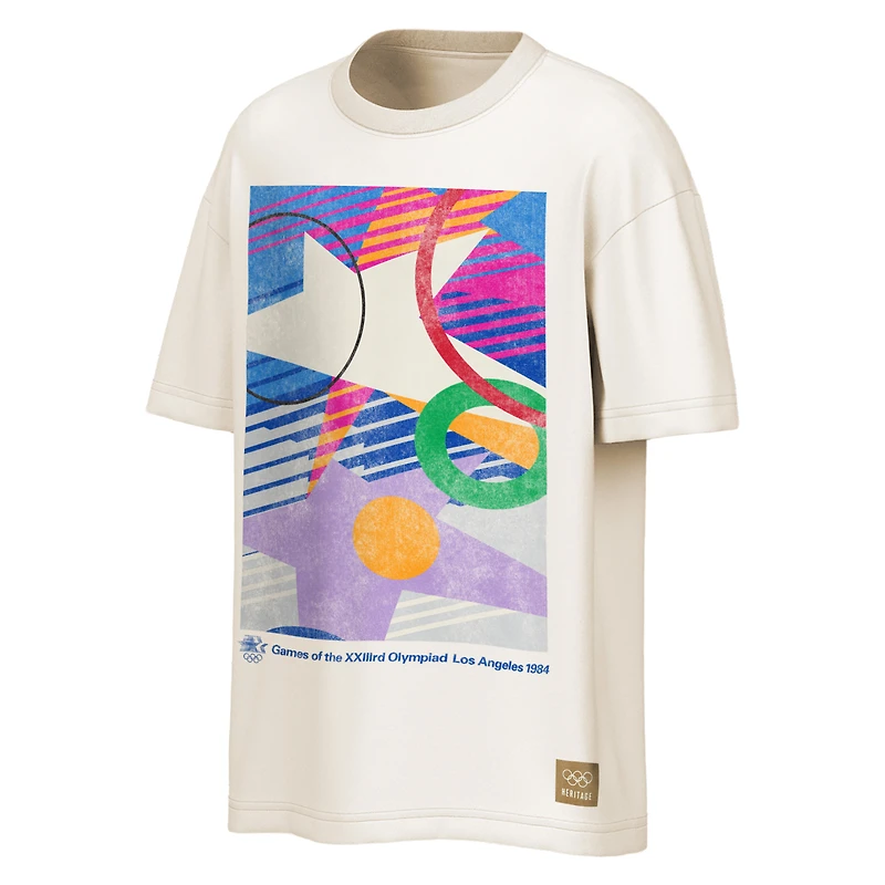 T-shirt Outerstuff Cream pour homme, Los Angeles, Jeux olympiques d'été de 1984, style rétro abstrait