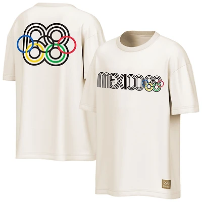 T-shirt pour homme Outerstuff Cream avec l'emblème des Jeux olympiques d'été du Mexique de 1968