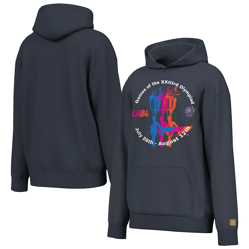 Sweat à capuche gris Outerstuff pour homme, commémorant le porteur de la flamme olympique des Jeux d'été Los Angeles 1984.